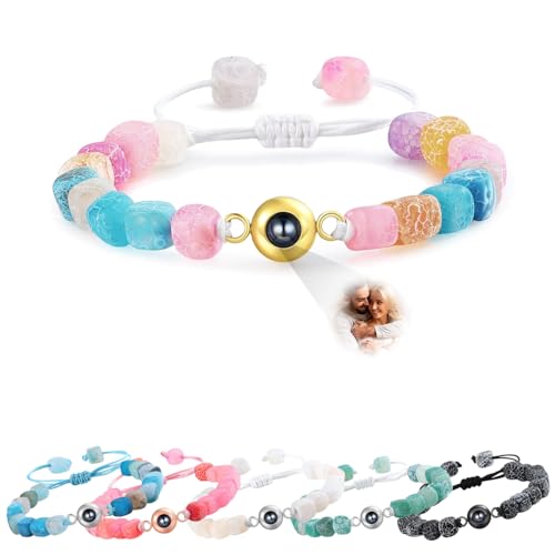 Armband mit Foto Bild Personalisierte Geschenke Projektion Fotoarmband für Männer, Frauen, Eltern und Freunde HD Bild für geliebte Menschen Keepsake Design Seil (Verwitterter Achatstein) von Ehihas