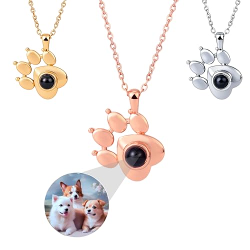 Ehihas Personalisierte Foto Projektion Halskette Memorial Geschenk Einzigartige Erinnerung benutzerdefinierte Schmuck HD Bild für geliebte Menschen Keepsake Design Anhänger (Haustier) von Ehihas