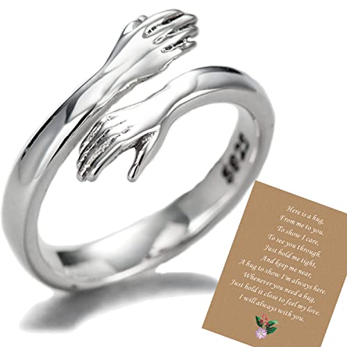 Umarmung Ring,925 Sterling Silber Umarmung Ringe für Frauen Mädchen, Komm zu meinem Arm Umarmung 925 Sterling Silber offenen Ring (card-hug ring) von Ehihas