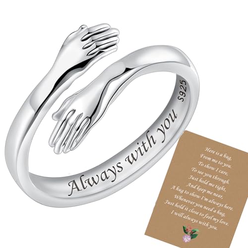 Umarmung Ring,925 Sterling Silber Umarmung Ringe für Frauen Mädchen, Komm zu meinem Arm Umarmung 925 Sterling Silber offenen Ring (card-Always with you) Umarmung Ring,925 Sterling Silber Umarmung Ringe für Frauen Mädchen, Komm zu meinem Arm Umarmung 925 Sterling Silber offenen Ring (card-Always with you) von Ehihas