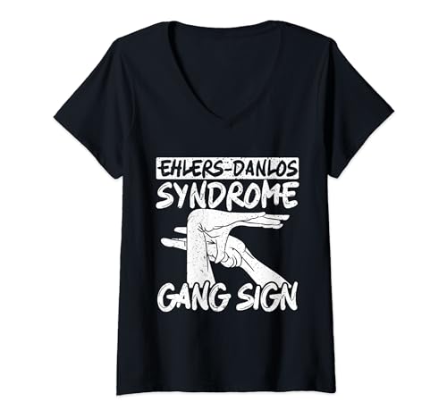 Damen Ehlers-Danlos-Syndrom Awareness Gang Sign EDS T-Shirt mit V-Ausschnitt Damen Ehlers-Danlos-Syndrom Awareness Gang Sign EDS T-Shirt mit V-Ausschnitt von Ehlers Danlos syndrome EDS awareness