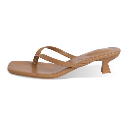 Ehoomely Damen-Sandalen mit Kätzchen-Absätzen, quadratisch, offener Zehenbereich, Flip-Flop-Absatz, modisch, lässig, 5,1 cm, Helles Braun, 42 EU Ehoomely Damen-Sandalen mit Kätzchen-Absätzen, quadratisch, offener Zehenbereich, Flip-Flop-Absatz, modisch, lässig, 5,1 cm, Helles Braun, 42 EU von Ehoomely
