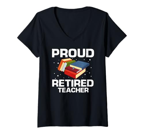 Damen Stolzer pensionierter Lehrer voller Wissen T-Shirt mit V-Ausschnitt von Ehre für Lehrer und engagierte Mentoren