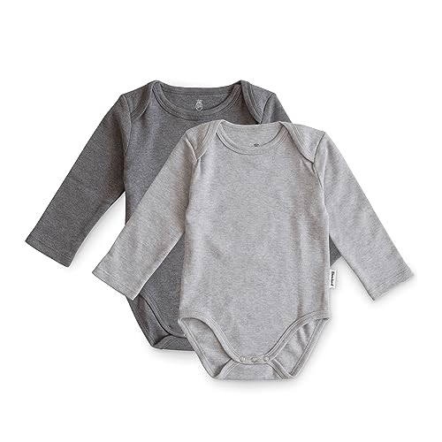 Ehrenkind® Baby-Body 2er Set | 100% Bio-Baumwolle | Wickelbody | Standard 100 by OEKO-TEX Body Baby | Baby Body langarm | Grau Melange + Dunkelgrau Melange Gr. 62/68 von Ehrenkind