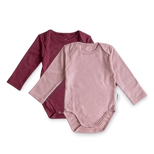 Ehrenkind® Baby-Body 2er Set | 100% Bio-Baumwolle | mit Knöpfen | Standard 100 by OEKO-TEX Body Baby | Baby Body langarm | Rose Melange + Pflaume Melange Gr. 74/80 von Ehrenkind