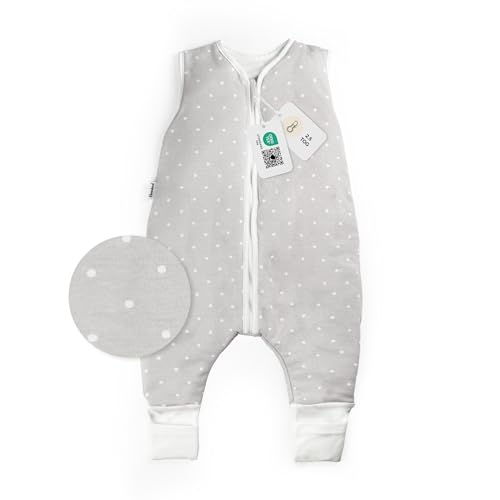 Ehrenkind® Baby Schlafsack | mit Füßen 2,5 Tog | Bio-Baumwolle | Ganzjahresschlafsack Baby Größe 90 Farbe Grau mit weißen Punkten | Öko-Tex zertifiziert | Winter und Sommer Kinder von Ehrenkind