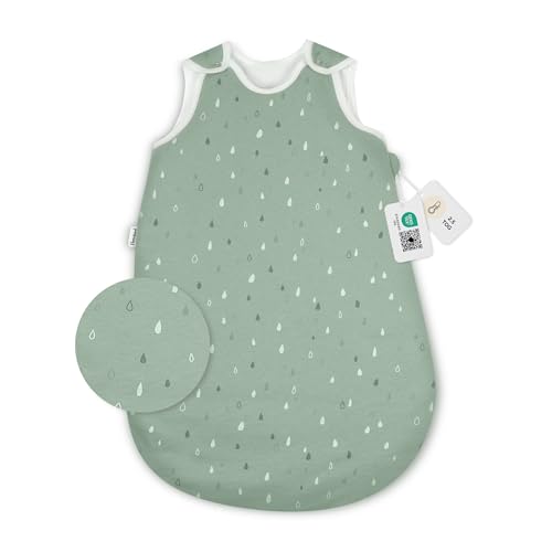 Ehrenkind® Babyschlafsack | Rund 2.5 TOG | Bio-Baumwolle | Ganzjahres Schlafsack Gr. 62/68 Jade Tropfen | Oeko-Tex | Winter und Sommer für Kinder von Ehrenkind