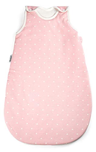 Ehrenkind® Babyschlafsack | Schlafsack Rund 2.5 TOG | Bio-Baumwolle | Ganzjahres Schlafsack Baby Gr. 62/68 Farbe Rosa mit weißen Punkten | Oeko-Tex | Schlafsack Winter und Sommer Schlafsack Kinder von Ehrenkind