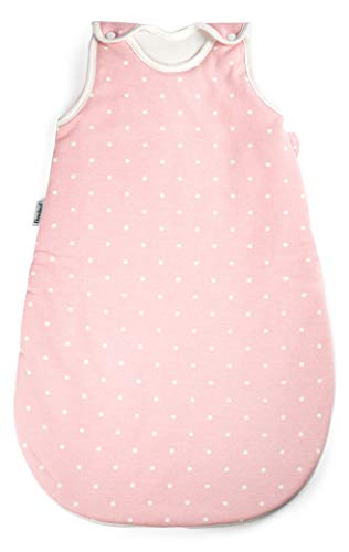 Ehrenkind® Babyschlafsack | Schlafsack Rund 2.5 TOG | Bio-Baumwolle | Ganzjahres Schlafsack Baby Gr. 86/92 Farbe Rosa mit weißen Punkten | Oeko-Tex | Schlafsack winter und Sommer Schlafsack Kinder von Ehrenkind