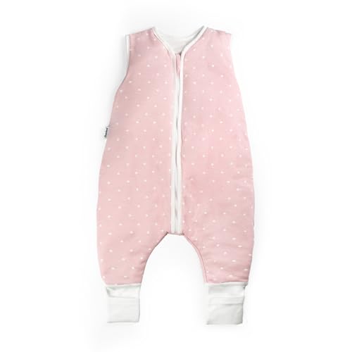 Ehrenkind® Babyschlafsack | Schlafsack mit Füßen 2.5 TOG | Bio-Baumwolle | Ganzjahres Schlafsack Baby Gr. 100 Farbe Rosa mit weißen Punkten | Oeko-Tex | Schlafsack winter und Sommer Schlafsack Kinder von Ehrenkind