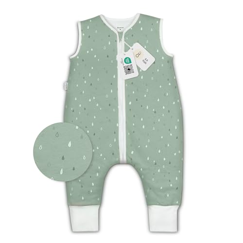 Ehrenkind® Babyschlafsack | Schlafsack mit Füßen 2.5 TOG | Bio-Baumwolle | Ganzjahres Schlafsack Baby Gr. 70 Farbe Jade Tropfen | Oeko-Tex | Schlafsack winter und Sommer Schlafsack Kinder von Ehrenkind