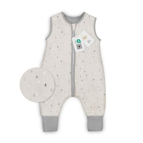 Ehrenkind® Babyschlafsack | Schlafsack mit Füßen 2.5 TOG | Bio-Baumwolle | Ganzjahres Schlafsack Baby Gr. 70 Farbe Natur-Graue Tropfen | Oeko-Tex | Schlafsack winter und Sommer Schlafsack Kinder von Ehrenkind