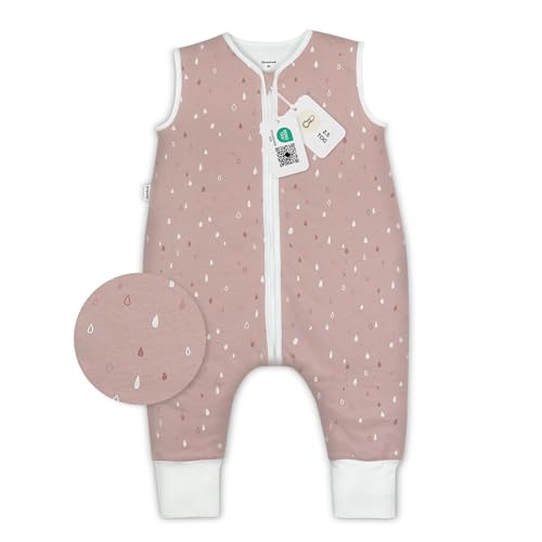 Ehrenkind® Babyschlafsack | Schlafsack mit Füßen 2.5 TOG | Bio-Baumwolle | Ganzjahres Schlafsack Baby Gr. 80 Farbe Rose Tropfen | Oeko-Tex | Schlafsack winter und Sommer Schlafsack Kinder von Ehrenkind