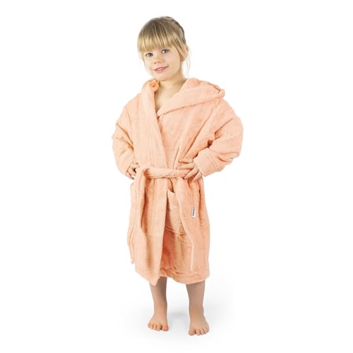 Ehrenkind® Bademantel Kinder mit Kapuze 100% Bio-Baumwolle | Kinderbademantel | Junge Mädchen | Größe 146/152 Coral von Ehrenkind