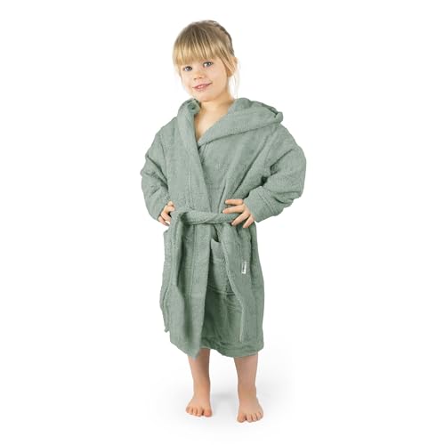 Ehrenkind® Bademantel Kinder mit Kapuze 100% Bio-Baumwolle | Kinderbademantel | Junge Mädchen | Größe 146/152 Jade von Ehrenkind