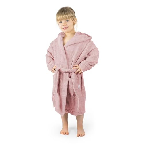 Ehrenkind® Bademantel Kinder mit Kapuze 100% Bio-Baumwolle | Kinderbademantel | Junge Mädchen | Größe 98/104 Rose von Ehrenkind
