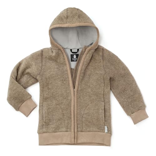 Ehrenkind® Fleecejacke, Wollfleece in feinster Bio-Merino Wolle, Atmungsaktiv & temperaturausgleichend, Fleecejacke Kinder, Beige 110/116 von Ehrenkind