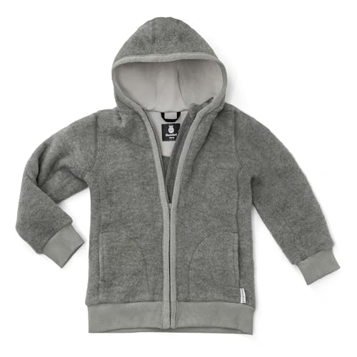 Ehrenkind® Fleecejacke, Wollfleece in feinster Bio-Merino Wolle, Atmungsaktiv & temperaturausgleichend, Fleecejacke Kinder, Grau 74/80 von Ehrenkind