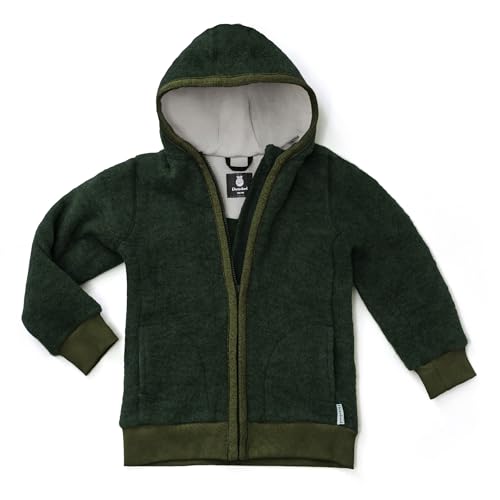 Ehrenkind® Fleecejacke, Wollfleece in feinster Bio-Merino Wolle, Atmungsaktiv & temperaturausgleichend, Fleecejacke Kinder, Waldgrün 122/128 von Ehrenkind