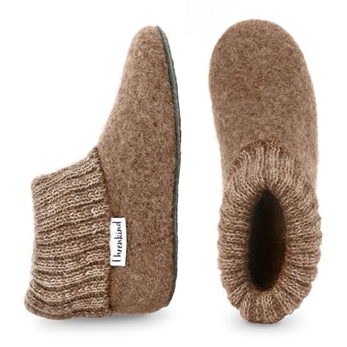 Ehrenkind® Gemütliche Kinder-Hausschuhe aus reiner Schurwolle – Rutschfest, atmungsaktiv & temperaturregulierend | Hüttenhausschuhe | Hüttenschuhe Kinder | Hüttenschuhe | Hellbraun Gr. 28 von Ehrenkind