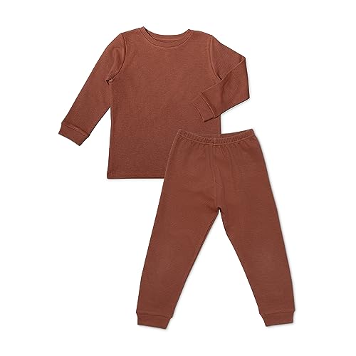 Ehrenkind® Schlafanzug Kinder | 100% Bio-Baumwolle | Unisex | Standard 100 by Oeko-TEX | 98/104 Rost Waffel |Pyjama Jungen und Mädchen | Schlafanzug lang von Ehrenkind