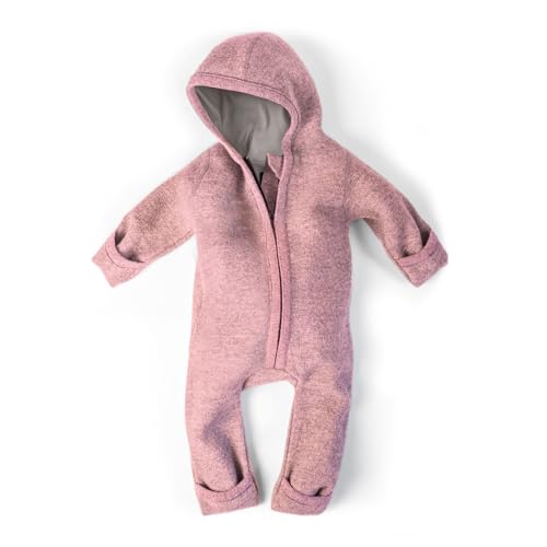 Ehrenkind® WALKOVERALL | Baby Wollwalk-Overalls aus Natur Schurwolle mit Reißverschluss | Walk Wolle -Anzug für Kleinkind und | Altrosa Gr. 50/56 von Ehrenkind