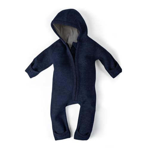 Ehrenkind® WALKOVERALL | Baby Wollwalk-Overalls aus Natur Schurwolle mit Reißverschluss | Walk Wolle Woll-Anzug für Kleinkind und Baby | Blau Gr. 50/56 von Ehrenkind