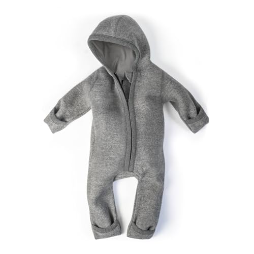 Ehrenkind® WALKOVERALL | Baby Wollwalk-Overalls aus Natur Schurwolle mit Reißverschluss | Walk Wolle Woll-Anzug für Kleinkind und Baby Grau Gr. 50/56 von Ehrenkind