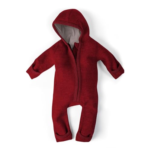 Ehrenkind® WALKOVERALL | Baby Wollwalk-Overalls aus Natur Schurwolle mit Reißverschluss | Walk Wolle Woll-Anzug für Kleinkind und Baby Mohnrot Gr. 50/56 von Ehrenkind