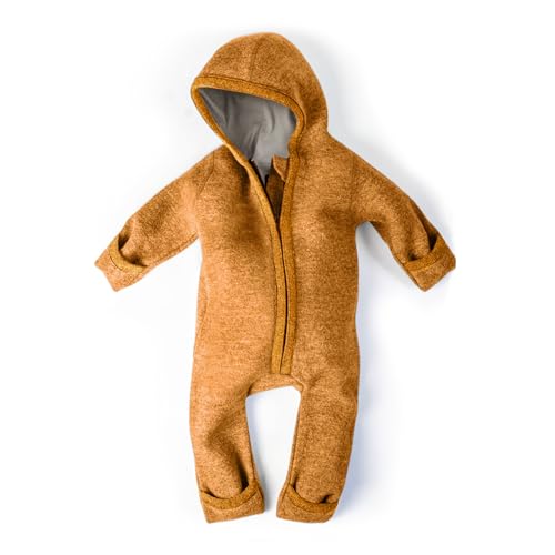 Ehrenkind® WALKOVERALL | Baby Wollwalk-Overalls aus Natur Schurwolle mit Reißverschluss | Walk Wolle Woll-Anzug für Kleinkind und Baby | Safran Gr. 50/56 von Ehrenkind