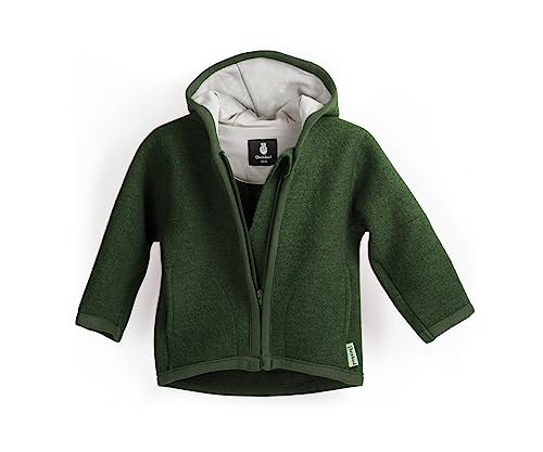 Ehrenkind® Walkjacke | Jacke für Kind aus Natur Schurwolle mit Reißverschluss | Walk Jacke für Baby | Waldgrün Gr. 110/116 von Ehrenkind