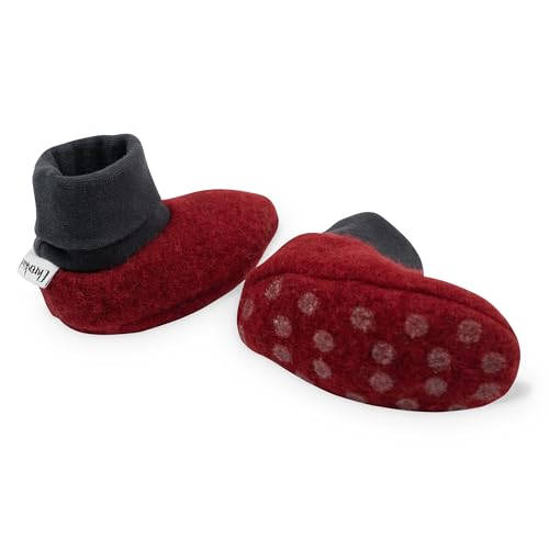 Ehrenkind® Walkschuhe | Krabbelschuhe Babys | Bio-Wolle & Bio-Baumwolle | Standard 100 by Oeko-TEX | Rot 23/24 | Baby Schuhe von Ehrenkind
