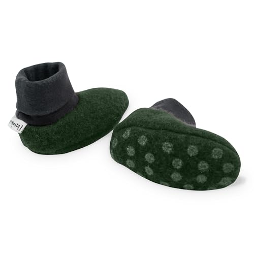 Ehrenkind® Walkschuhe | Krabbelschuhe Babys | Bio-Wolle & Bio-Baumwolle | Standard 100 by Oeko-TEX | Waldgrün 19/20 | Baby Schuhe von Ehrenkind