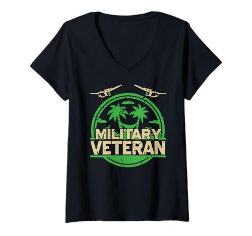 Damen Militärveteran Tropisches Leben nach dem Dienst T-Shirt mit V-Ausschnitt Damen Militärveteran Tropisches Leben nach dem Dienst T-Shirt mit V-Ausschnitt von Ehrenvoller Ruhestand Soldat Lebensstil