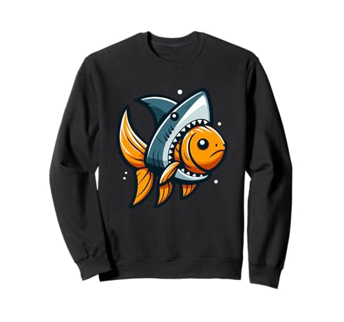 Goldfisch mit Haifischflosse, Hustler Motivation Kinder Sweatshirt Goldfisch mit Haifischflosse, Hustler Motivation Kinder Sweatshirt von Ehrgeizfäden schleifen Kultur