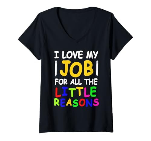 Damen Ich Liebe Meinen Job wegen der kleinen Gründe T-Shirt mit V-Ausschnitt von Ehrung für Kindergartenpädagoginnen