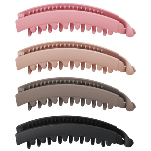 Ehuihuan Bananen Haarspange, Bananenspange Haare, Banana Hair Clips, Haarspangen Damen Groß, Haarspange Dickes Haar, Bananen Haarklammer, Pferdeschwanz Bananen Clip, Fishtail Hair Clip 13x3cm 4PCS von Ehuihuan