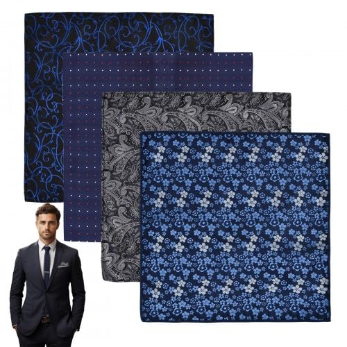 Ehuihuan Einstecktuch 4 StüCk Einstecktuch Seide EinstecktüCher FüR Herren Aus Polyesterseide, 22,5 * 22,5cm (01+02+03+04) von Ehuihuan