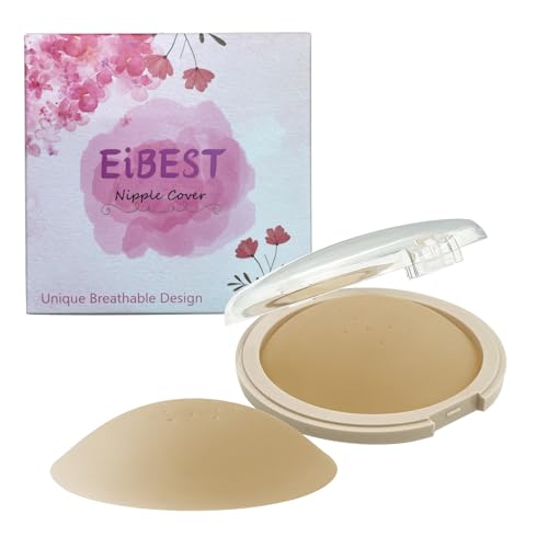 EiBEST Nippelpads,Nipple Cover,Brustwarzenabdeckung, Nippli Pads,Wiederverwendbare Und Hypoallergene Silikon-Pflaster Mit Atmungsaktiven LöChern Und Starker Saugkraft PeachPuff von EiBEST
