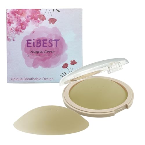 EiBEST Nippelpads,Nipple Cover,Brustwarzenabdeckung, Nippli Pads,Wiederverwendbare Und Hypoallergene Silikon-Pflaster Mit Atmungsaktiven LöChern Und Starker Saugkraft Crème von EiBEST