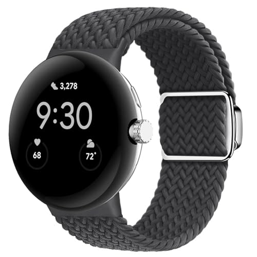 Eiavike Geflochtene Bänder, Magnetverschluss, kompatibel mit Google Pixel Watch/Pixel Watch 2, verstellbares, dehnbares Nylon-Armband für Google Pixel Watch, Armbänder für Damen und Herren (Space von Eiavike