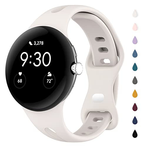 Eiavike Schlankes Armband, kompatibel mit Google Pixel Watch, verstellbar, atmungsaktiv, weiches Silikon, Sport-Ersatzarmband, Armband für Google Pixel Watch 2/1 (Sternenlicht) von Eiavike