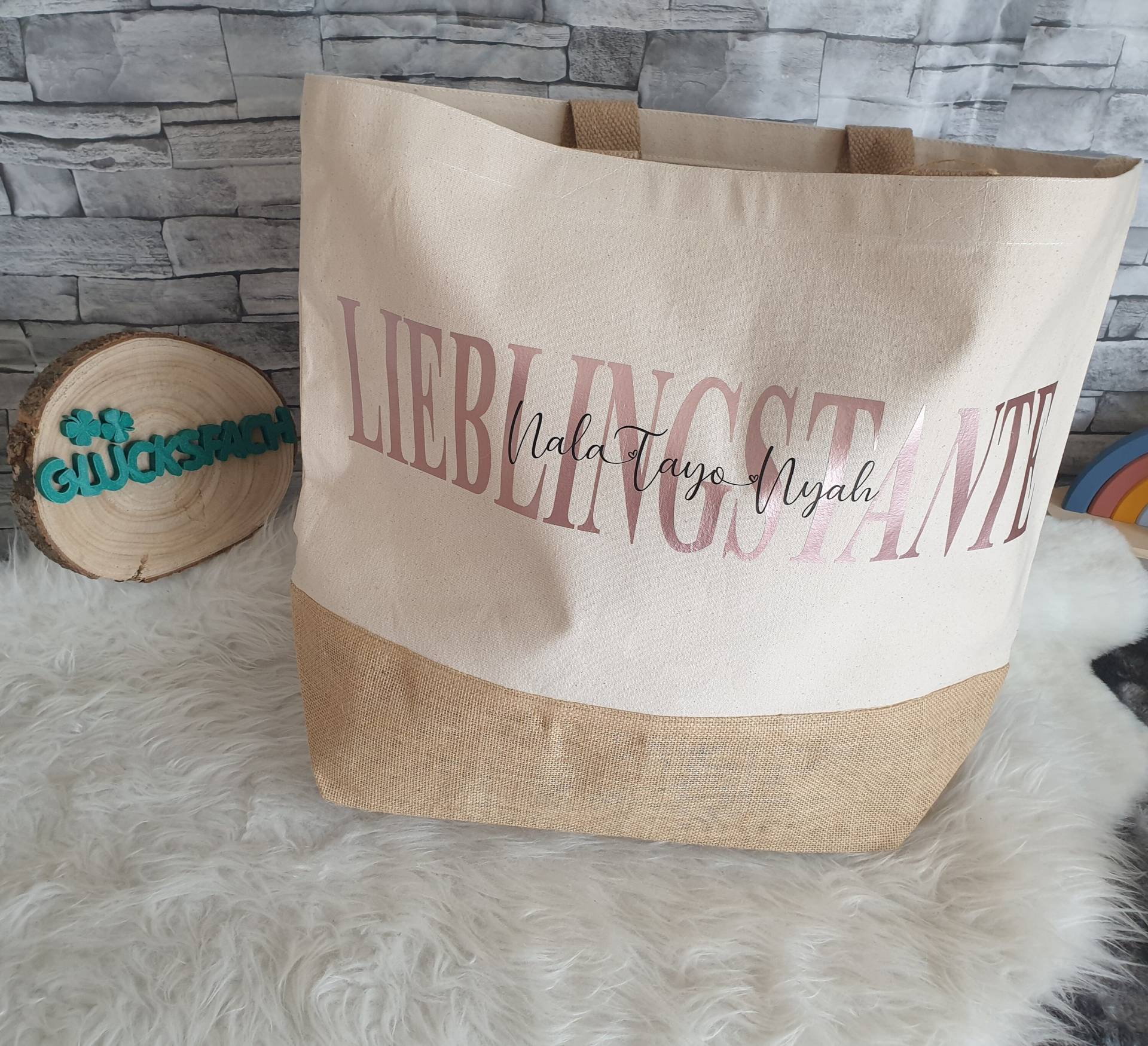 Shopper | Tasche Segeltuch Jute| Personalisiert Mit Wunschaufdruck von EichertDesigns