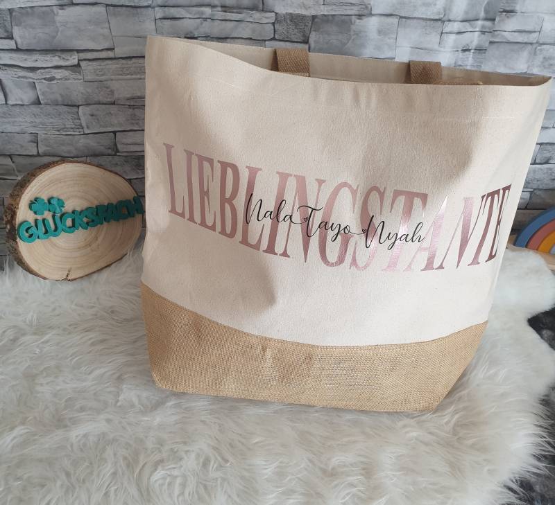 Shopper | Tasche Segeltuch Jute| Personalisiert Mit Wunschaufdruck von EichertDesigns