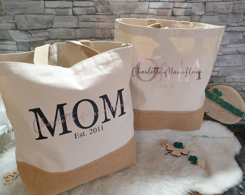 Shopper in 3 Größen| Tasche |Oma | Mom Kinder Personalisiert Beidseitig Bedruckt von EichertDesigns