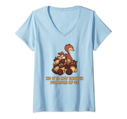 Damen No It's Not Enough For Both Of Us Fuchshörnchen Eichhörnchen T-Shirt mit V-Ausschnitt von Eichhörnchen Kuscheltier Stofftier Deko Geschenke