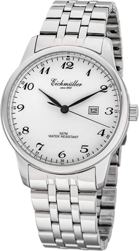 Eichmüller Herrenuhr Edelstahl 42 mm (Metallband weiß) von Eichmüller since 1950