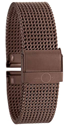 Eichmüller 22mm BandOh Edelstahl Milanaise Uhren Armband Braun mit Sicherheitsverschluss von Eichmüller