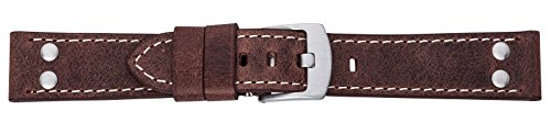 Eichmüller 18mm Leder Armband braun mit Edelstahl Dornschließe und Nieten von Eichmüller