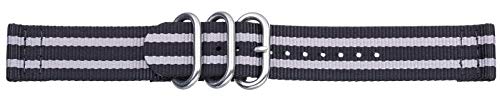 Eichmüller 22mm Armee Zulu Textil Armband Schwarz Grau mit Dornschließe von Eichmüller